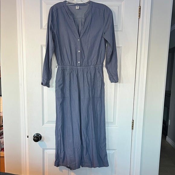 Old Navy Pants - Old Navy Slate Blue Long Sleeve Jumpsuit